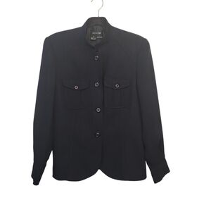 Focus 2000 Women's Vintage Black ButtonFront Mandarin Collar BlazerJacket Size10